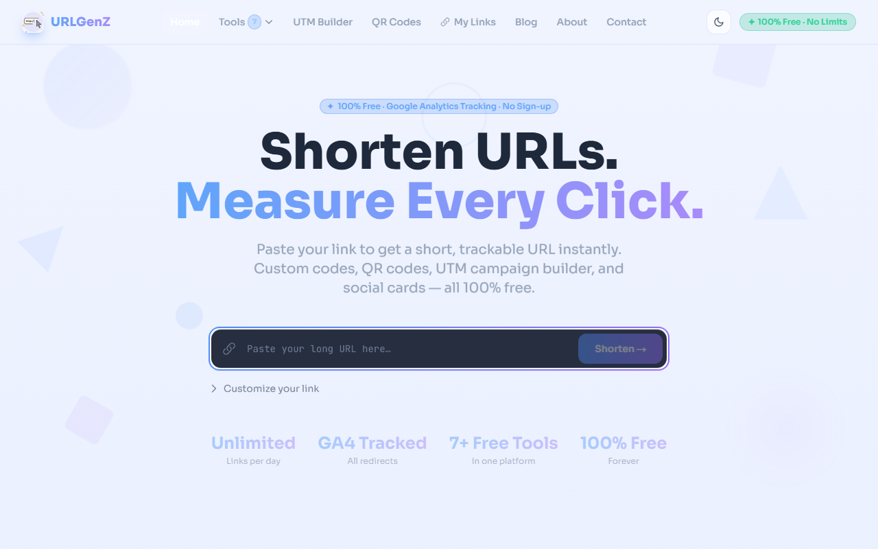 Screenshot of URLGenZ URL Shortener