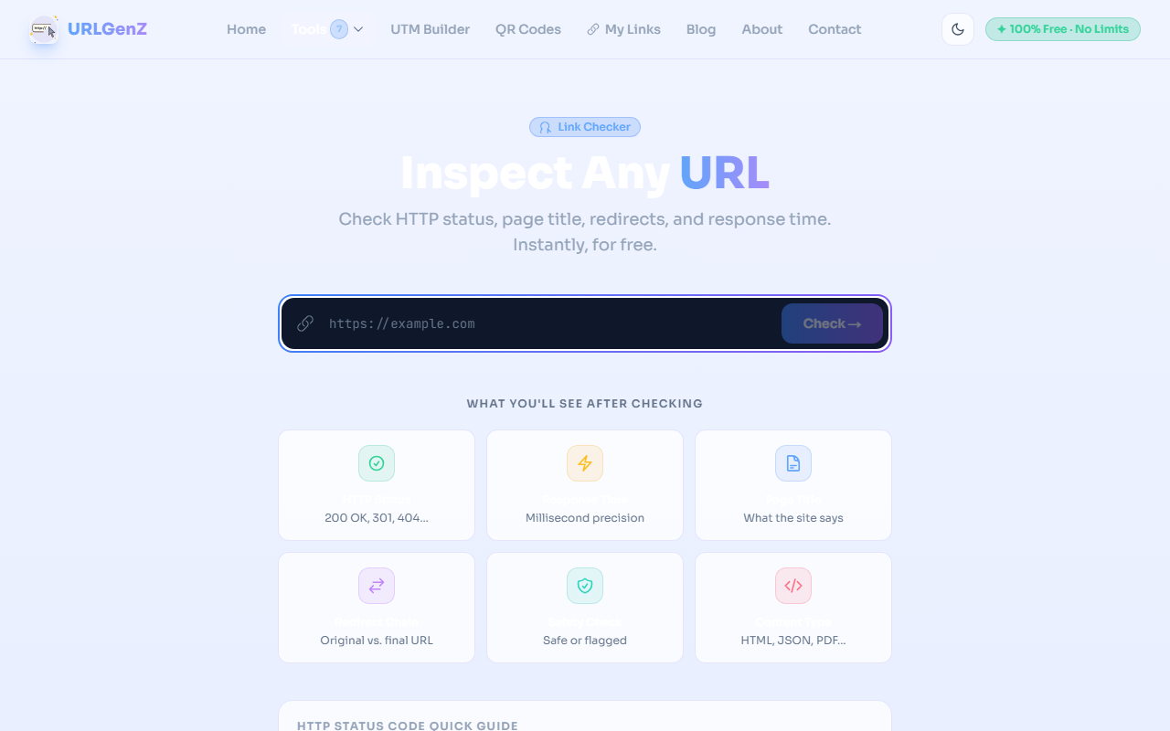 Screenshot of URLGenZ Link Checker